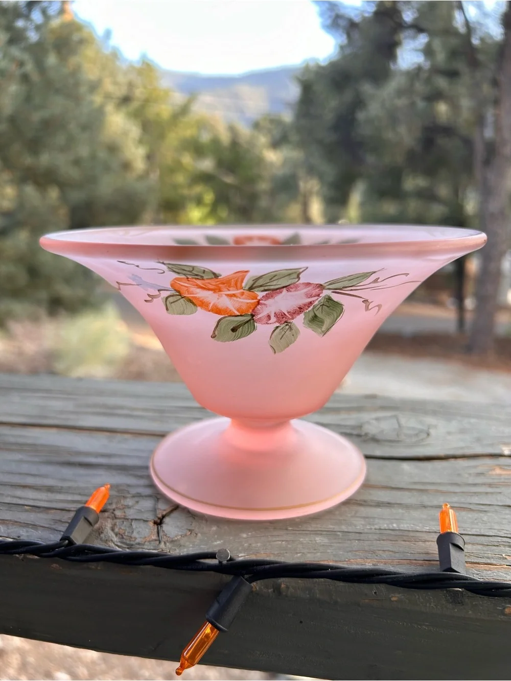 Vintage Pink satin glass mayonnaise bowl 1920-50